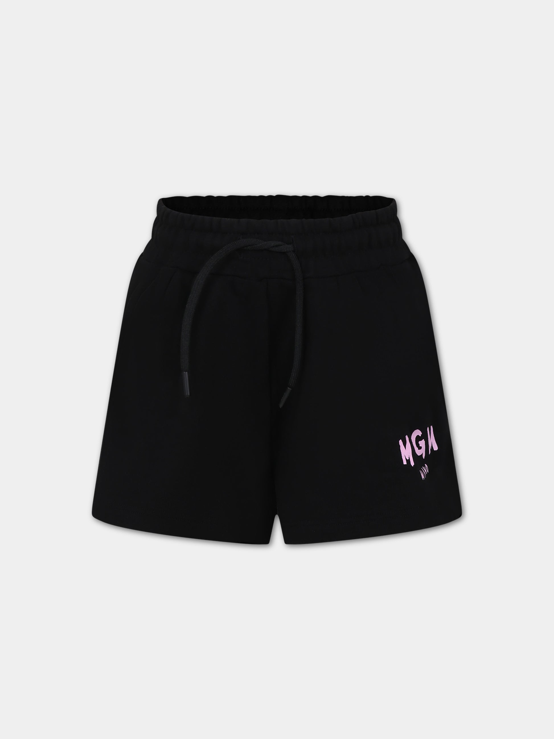 Shorts neri per bambina con logo,Msgm Kids,MS029329 110/08