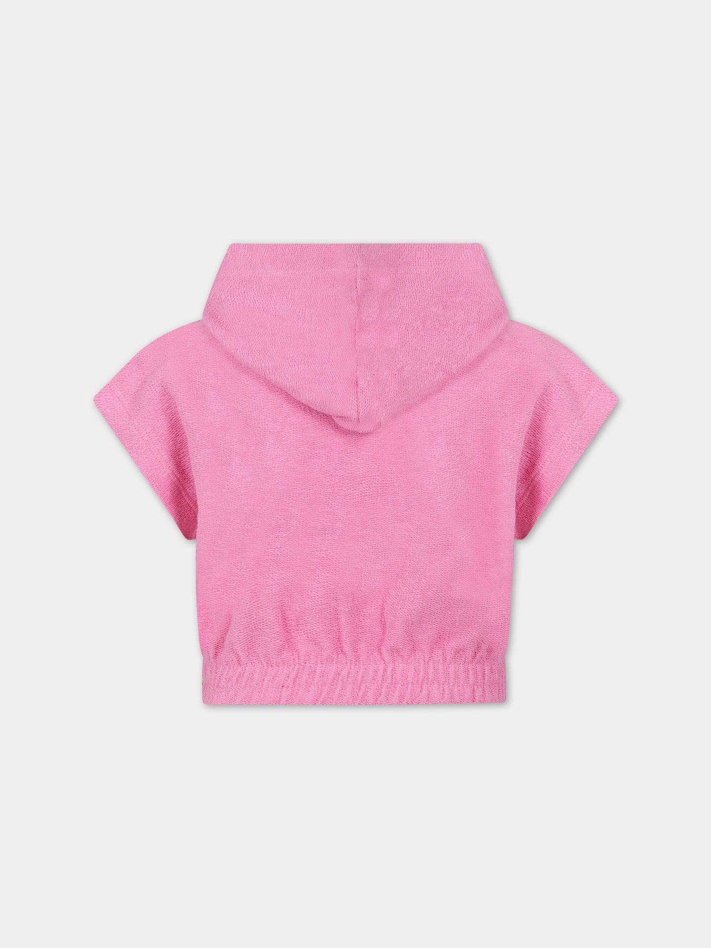 Felpa rosa per bambina con logo,Msgm Kids,MS029337 042