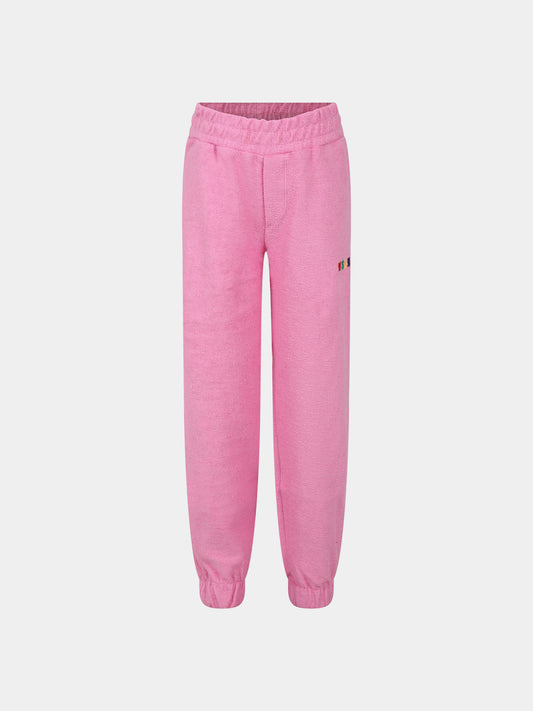 Pantaloni rosa per bambina con logo,Msgm Kids,MS029341 042