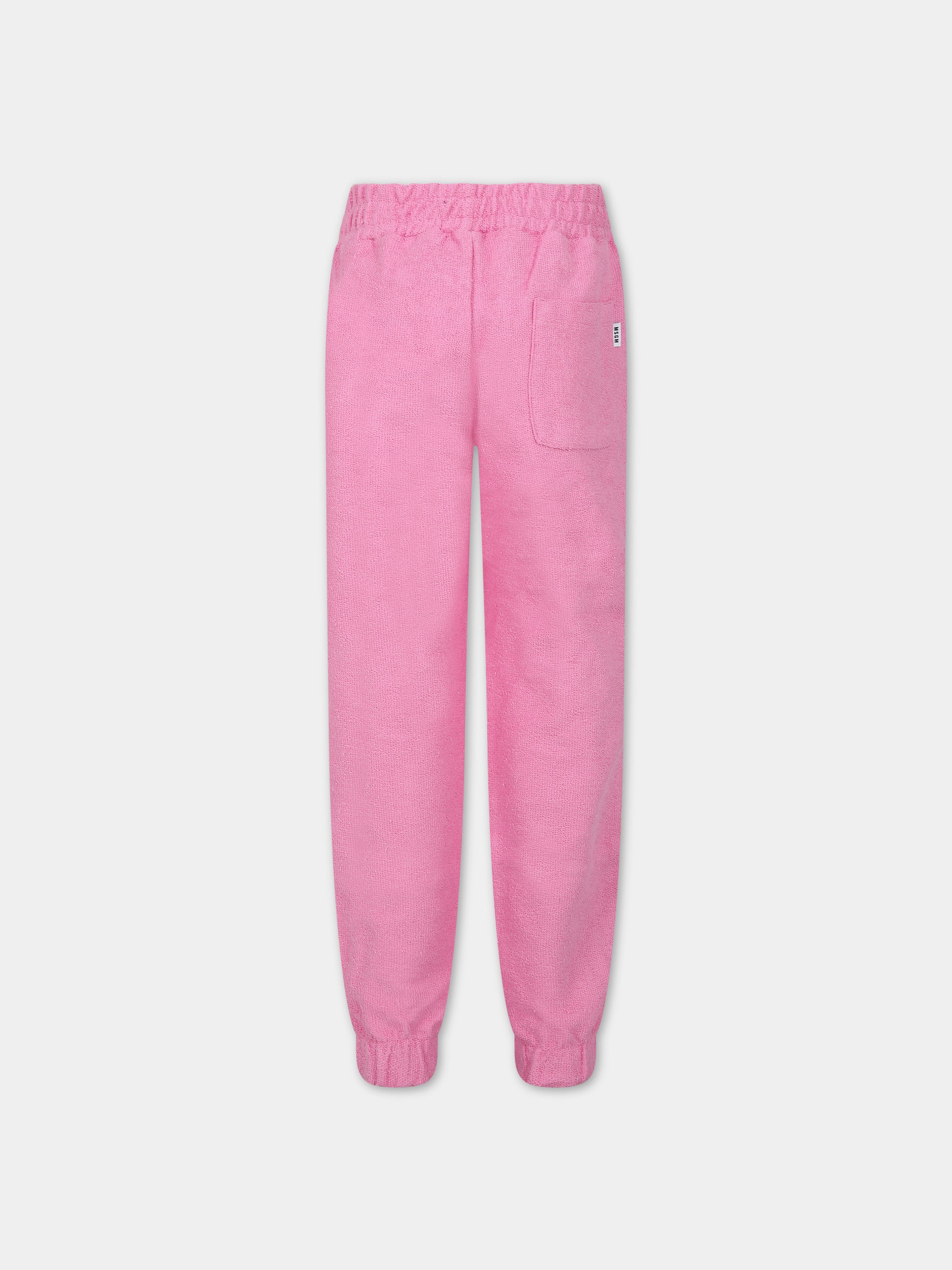 Pantaloni rosa per bambina con logo,Msgm Kids,MS029341 042