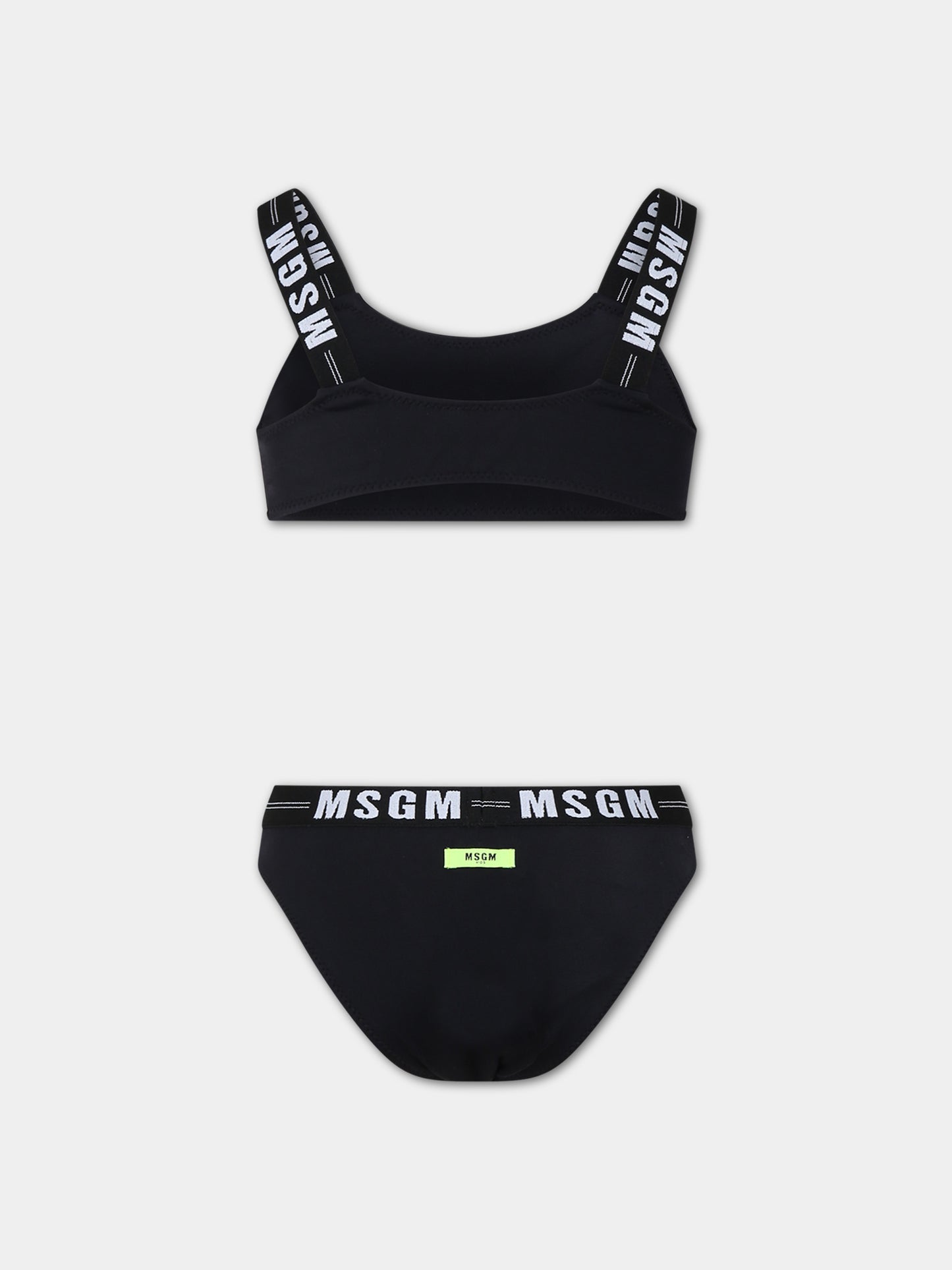 Bikini nero per bambina con logo,Msgm Kids,MS029345 110
