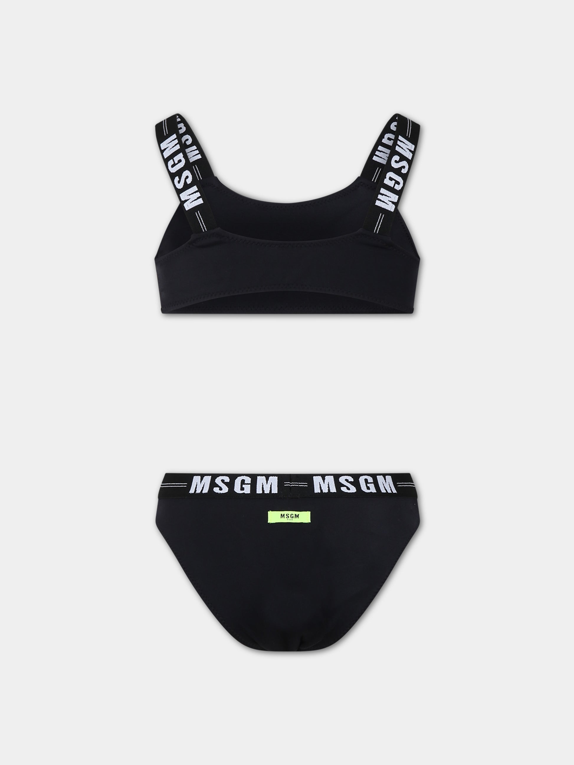 Bikini nero per bambina con logo,Msgm Kids,MS029345 110