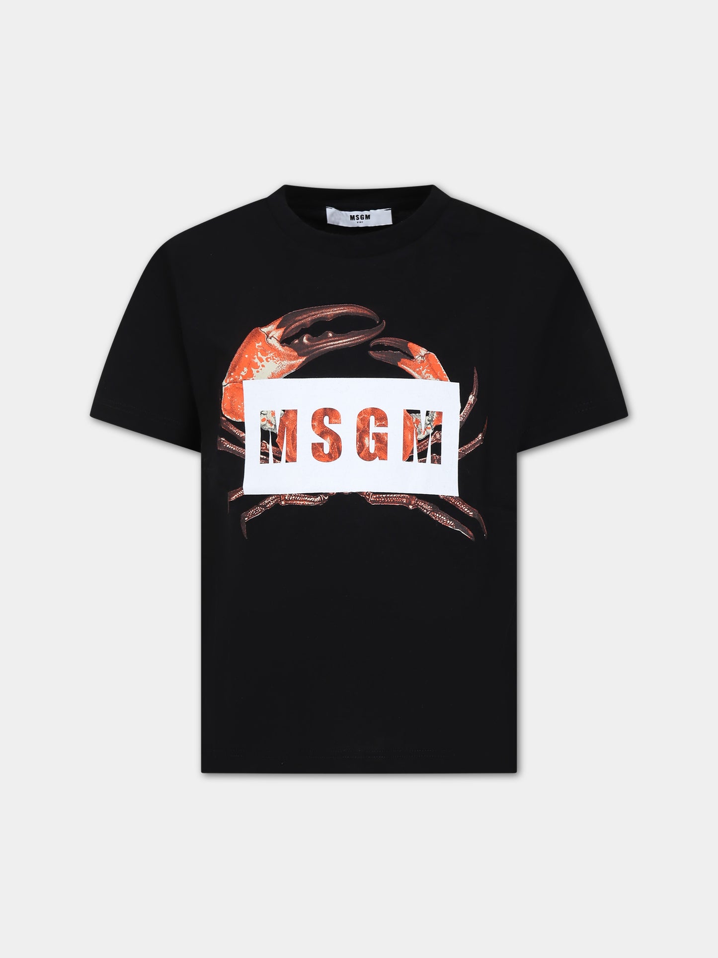 T-shirt nera per bambino con logo e stampa,Msgm Kids,MS029529 110
