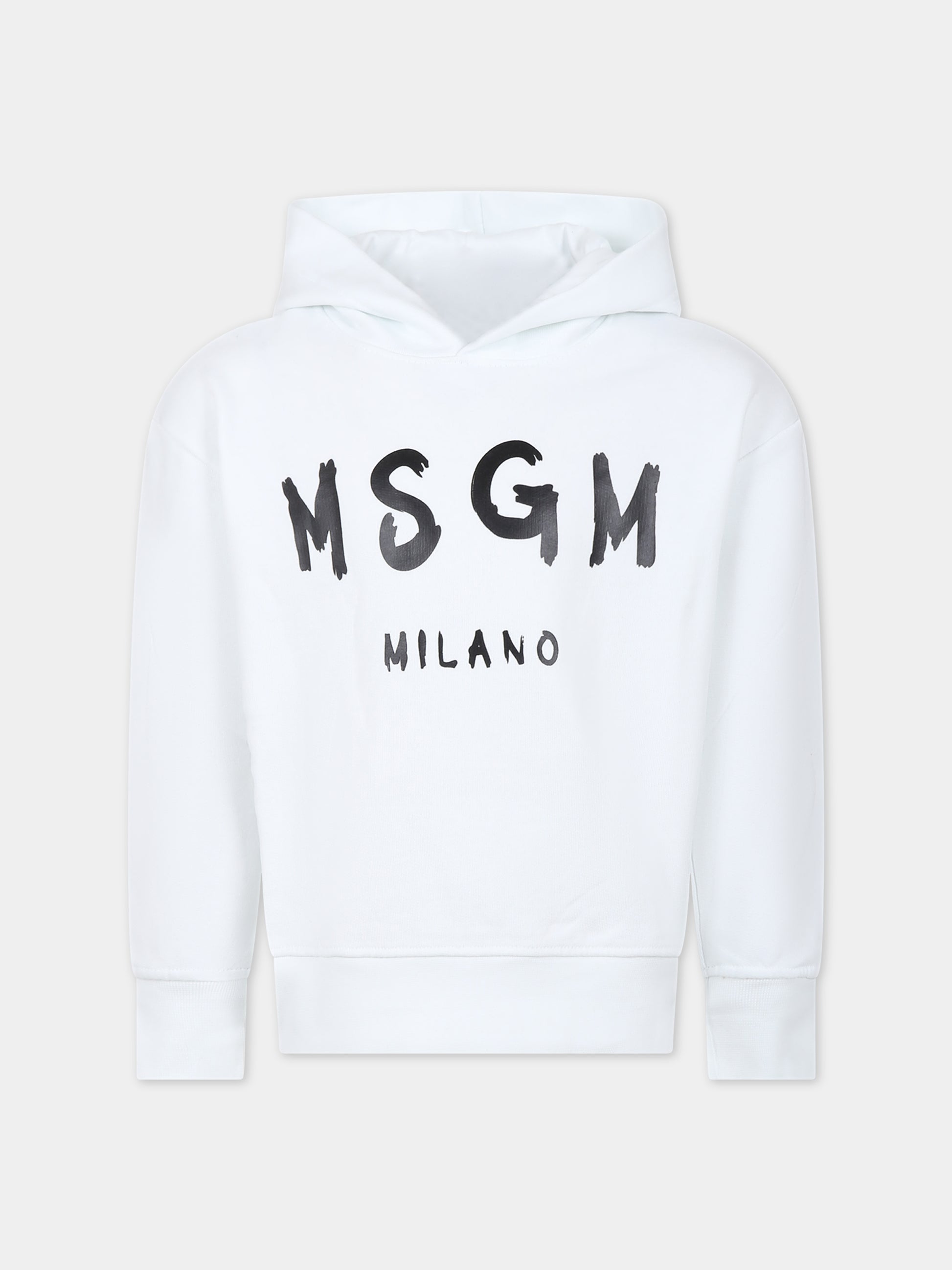 Felpa bianca per bambini con logo,Msgm Kids,MS029325 001