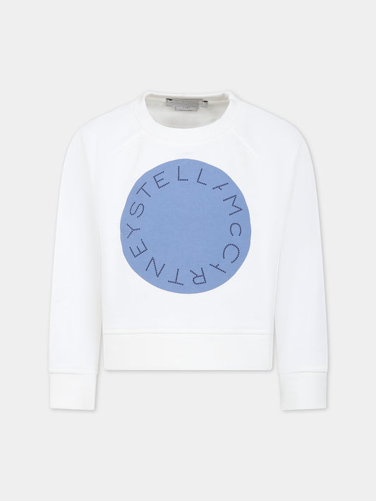 Felpa bianca per bambina con logo,Stella Mccartney Kids,TS4C00 Z0499 101
