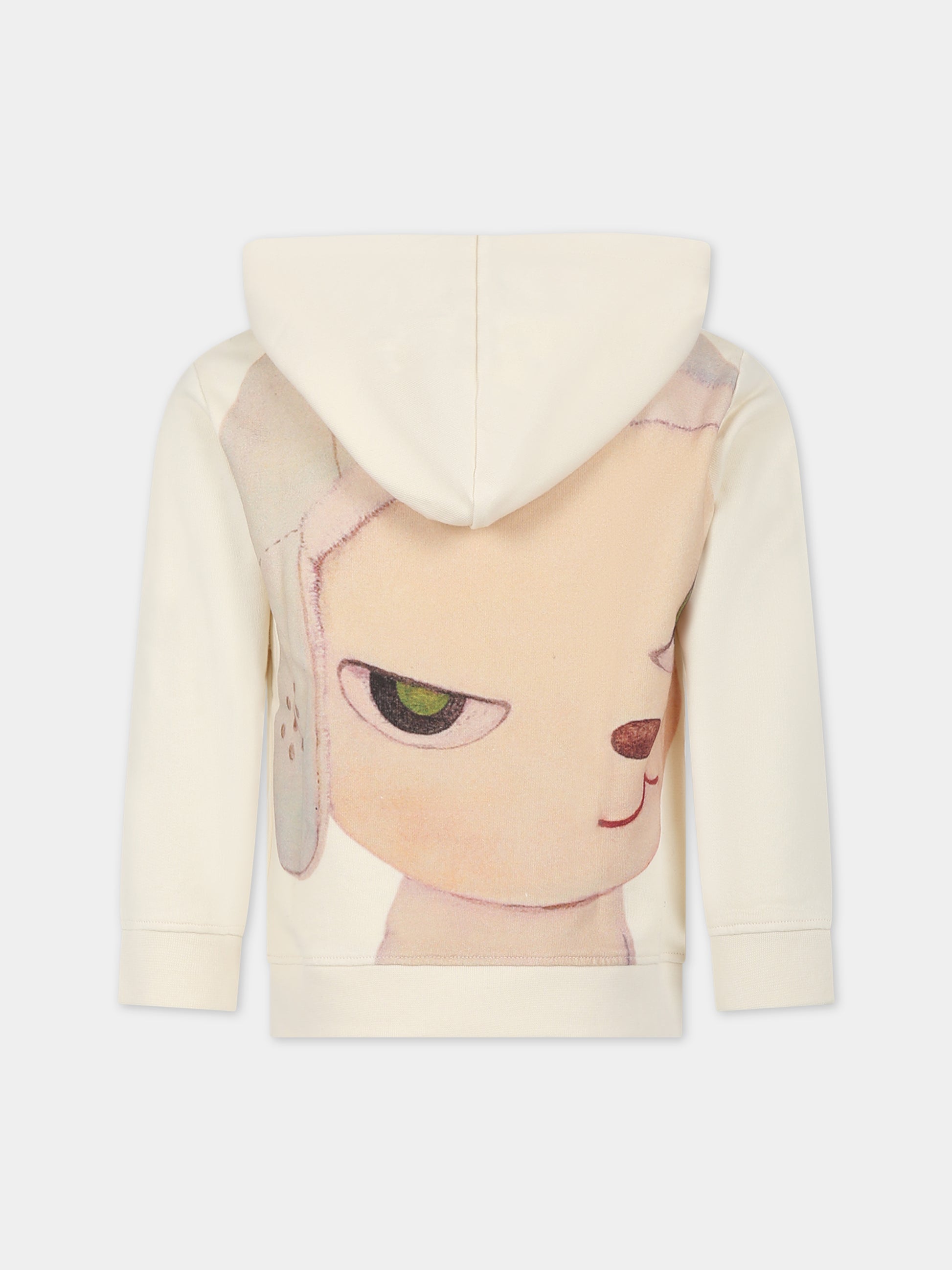 Felpa avorio per bambina con logo e stampa,Stella Mccartney Kids,TS4D40 Z0499 106