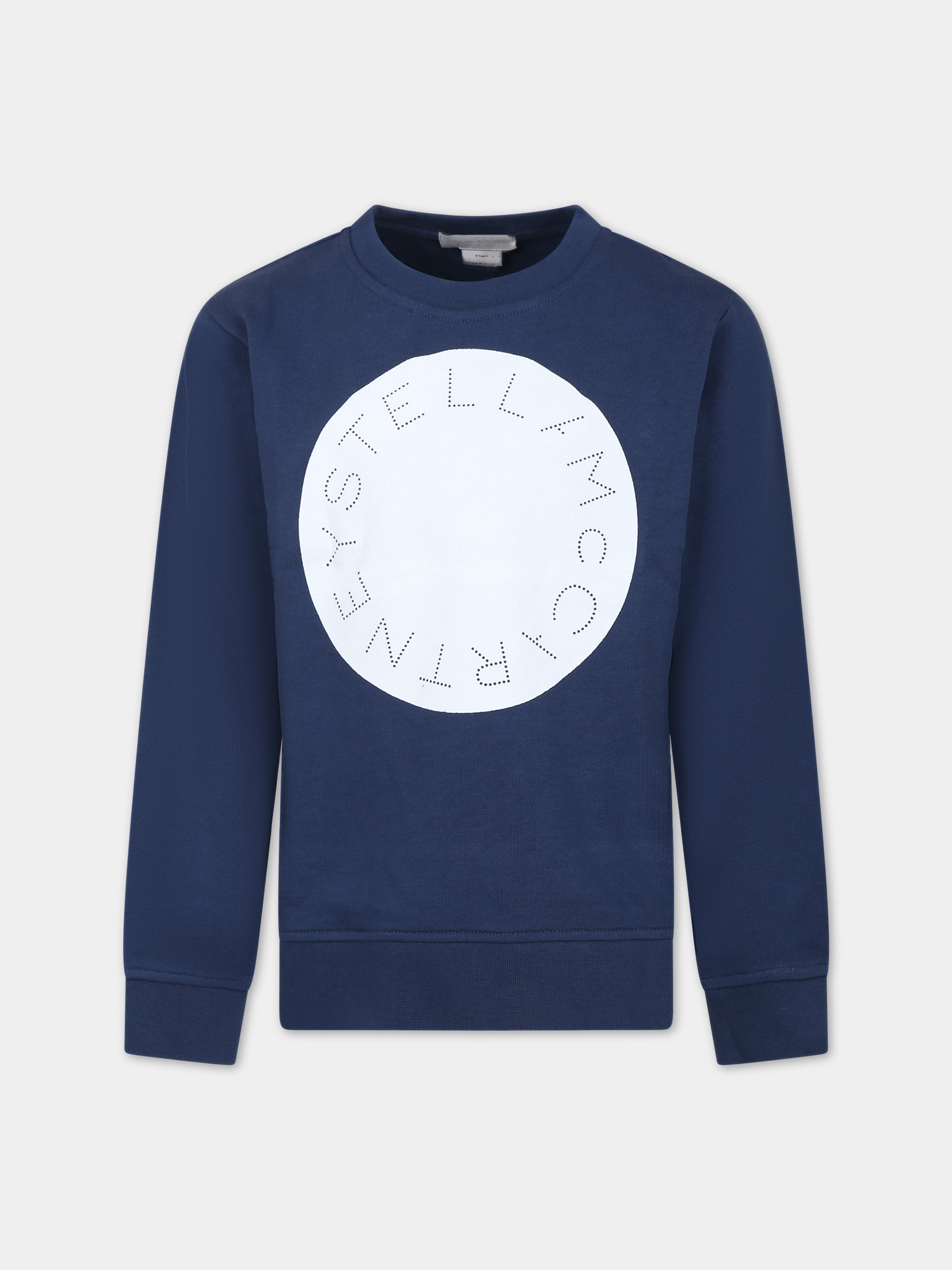 Felpa blu per bambino con logo,Stella Mccartney Kids,TS4P10 Z0499 620