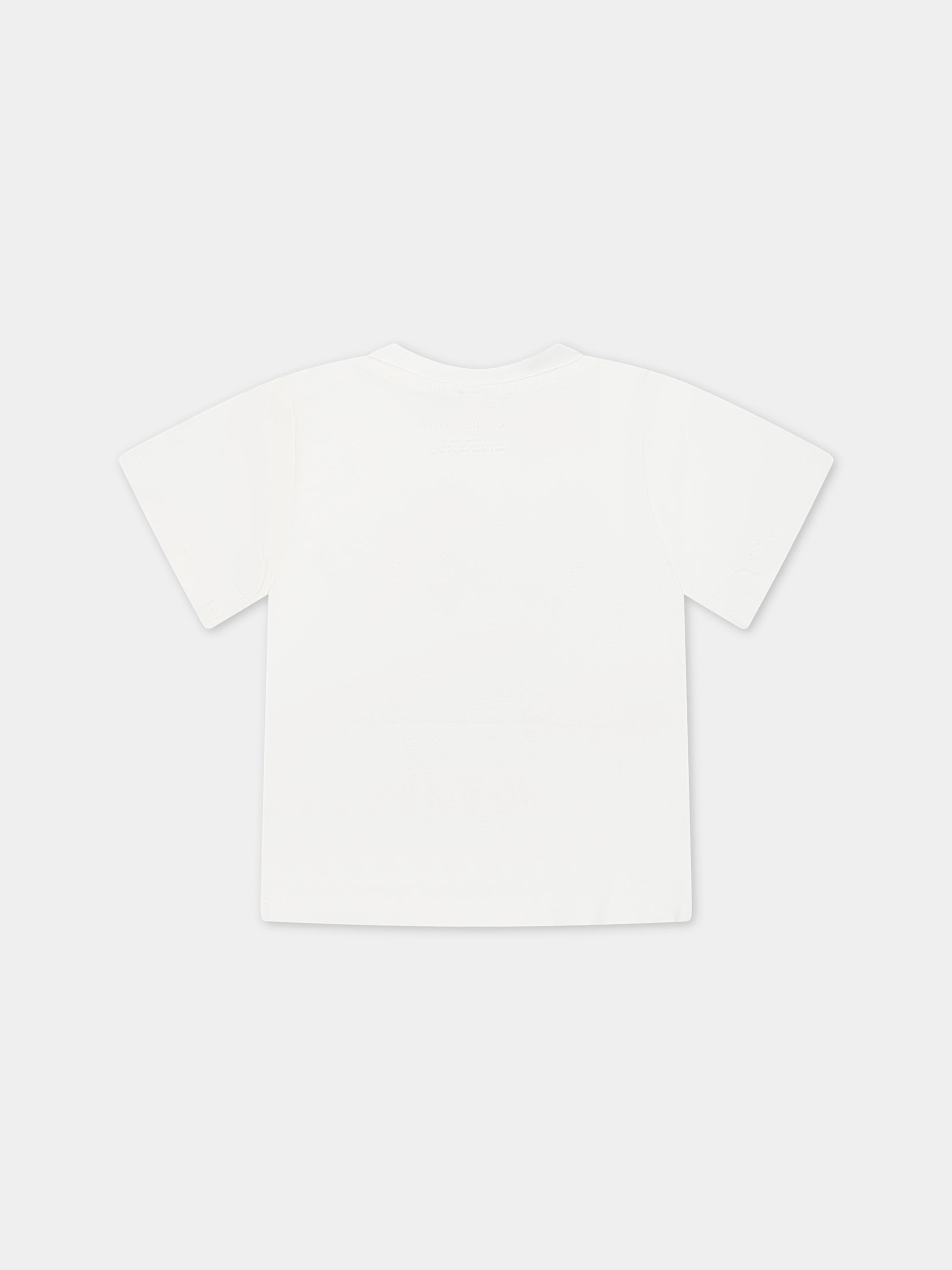 T-shirt bianca per neonato con chitarra e logo,Stella Mccartney Kids,TS8521 Z0434 101