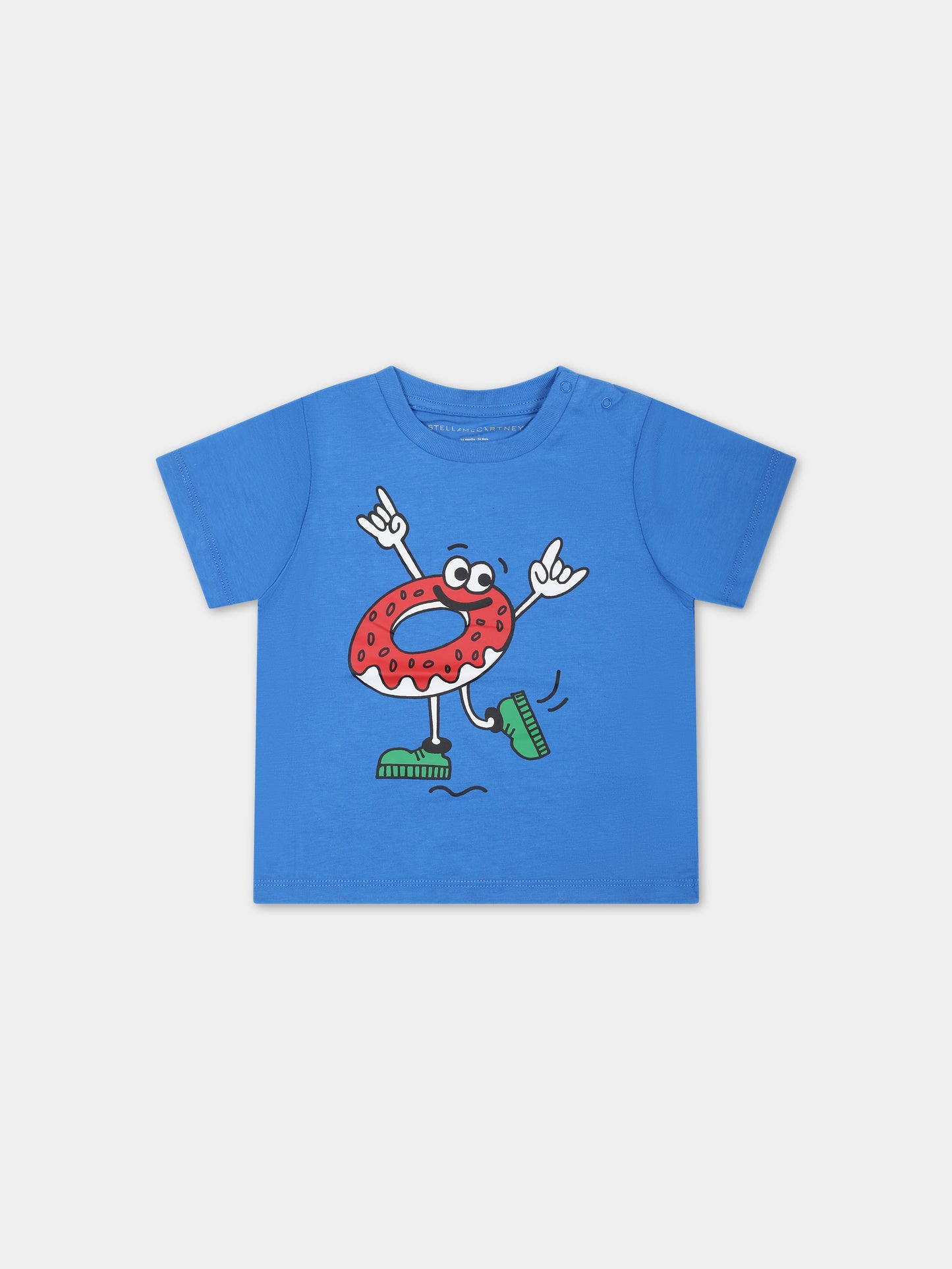 T-shirt blu per neonato con donut,Stella Mccartney Kids,TS8601 Z0434 611