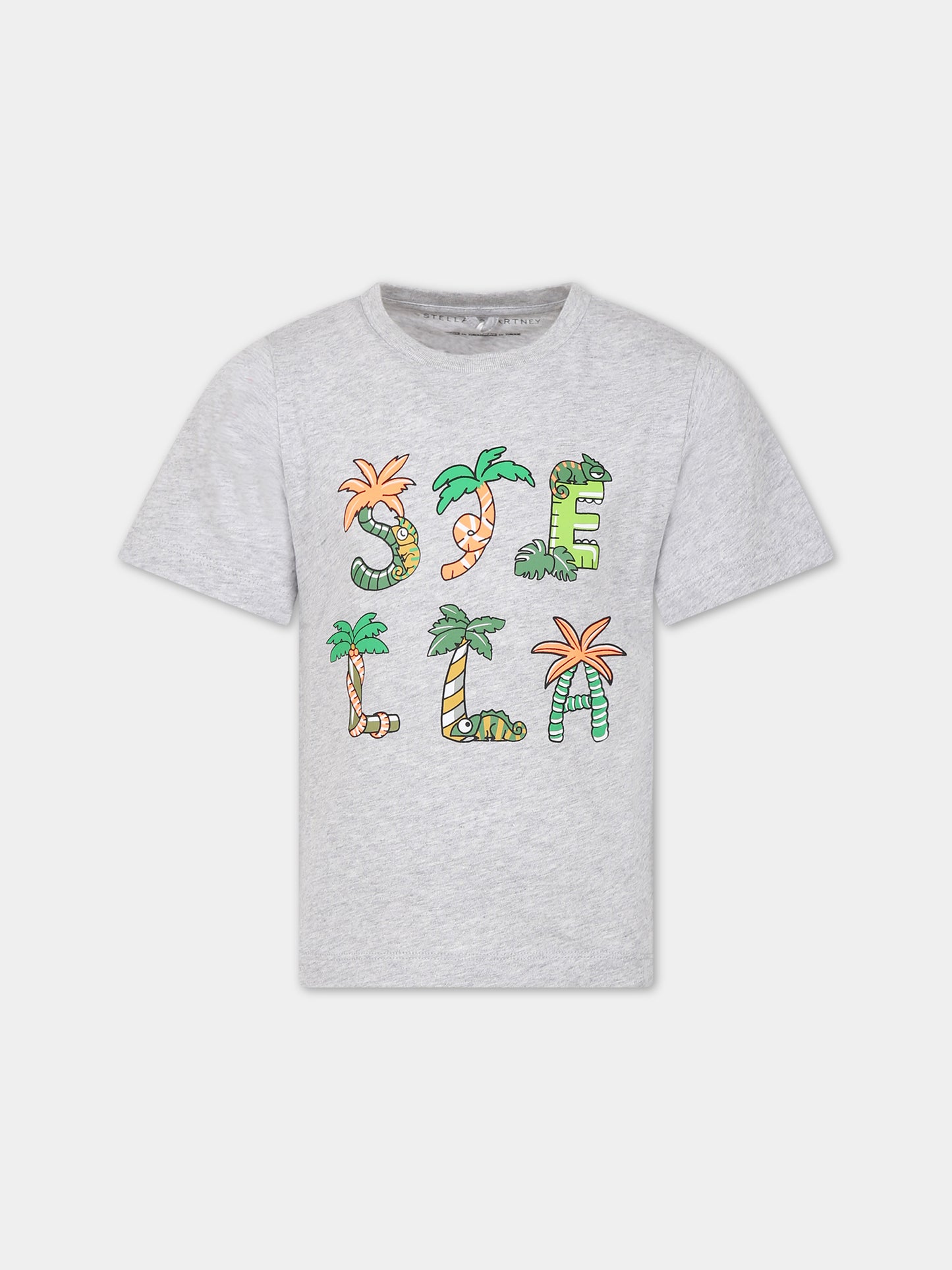 T-shirt grigia per bambino con logo,Stella Mccartney Kids,TS8R21 Z0434 904